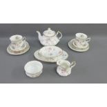 Paragon 'Victoria Rose' porcelain breakfast set, comprising two cups, two saucers, two side