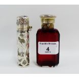 Early 20th century London silver mounted ruby glass scent bottle together with an Art Nouveau