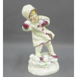 Royal Worcester porcelain figure 'December' modelled by F.G. Doughty, with black printed