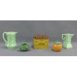 Collection of vintage kitchen ware to include a Sylvac pottery box and cover, a Sylvac condiment jar