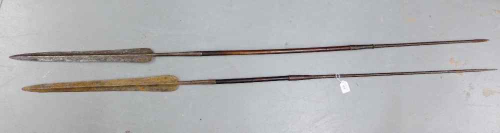 Two African Zulu spears, (2)