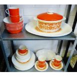 Retro Royal Doulton orange and white glazed dinner service and tea set