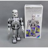 Robot, Terminator Skeleton, made in China, mid 1980's, clockwork with key, boxed, 23cm tall