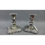 Pair of Epns knop stemmed candlesticks, 14cm high, (2)