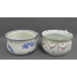 Two Staffordshire chamber pots, (2)