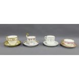 Porcelain cabinet cups and saucers to include Royal Doulton, Paragon and Dresden, (4)