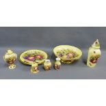 Collection of Aynsley fruit patterned porcelains by D. Jones, to include a plate, bowl, two vases,