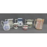 Collection of 19th century and later jugs to include a Shelley milk jug etc, (7)