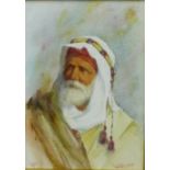 William Ashton 'A Bedouin's Head' Watercolour, signed, in a glazed frame, 17 x 23.5cm