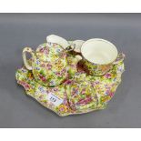 Royal Winton 'Cheedle' pattern chintz breakfast set with tray, teapot, cup, toast rack, milk jug and