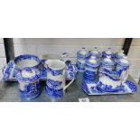 Collection of Spode blue and white Italian pattern kitchen ware to include spice jars, milk jug,