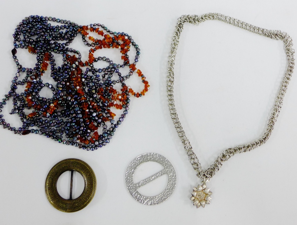 Costume jewellery to include beads, belt and buckles (a lot)