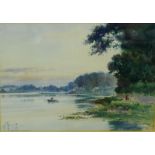 Frank Watson Wood (Scottish. 1862-1953) 'Evening Silhouette' Watercolour, signed and entitled, in