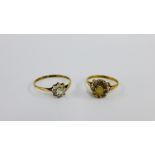 Two 9 carat gold gemset dress rings (2)