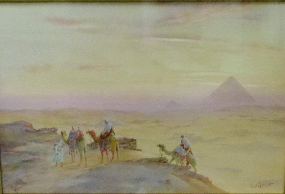 William Ashton 'Sunset in the Dessert' Watercolour, signed in a glazed frame, 31 x 21cm