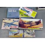 Collection of model kits to include an Expert Series Super Marine Spitfire, a Messerschmitt and