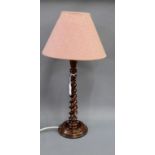 Mahogany barley twist table lamp base and shade