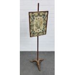 Mahogany pole screen with needlework panel, 117cm