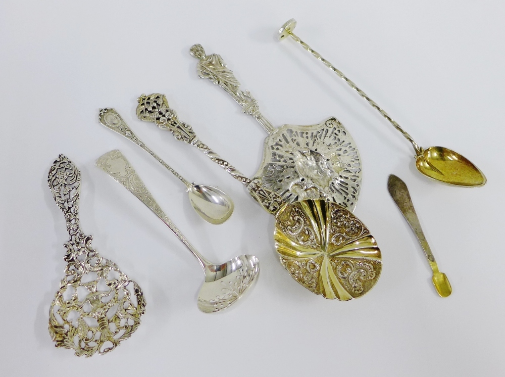 A collection of seven various silver and white metal spoons (7)
