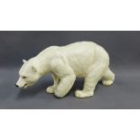 Melba ware white glazed pottery Polar Bear, 43cm long