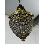 Brass and faux crystal basket style light fitting