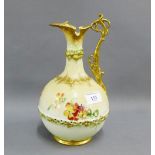 Nautilus Scottish porcelain blush ivory jug with gilt highlights and floral pattern (with