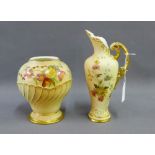 Royal Worcester blush ivory jug with puce backstamps and registration No.189328 and pattern No.1587,