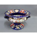 Mason's ironstone twin handled bowl on pedestal base, 28cm wide