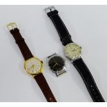 Gents vintage Omega wristwatch on black leather strap together with two others (3)