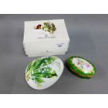 Limoges porcelain box and cover, together with a Royal Copenhagen egg shaped trinket box and