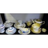 Quantity of porcelain cabinet cups and saucers etc., together with a Masons Regency patterned jug