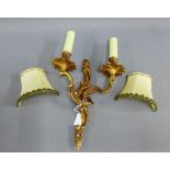 Twin branch Rococo style wall applique with shades