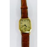 Early 20th century Gents gold cased wristwatch on brown leather strap