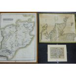 Three maps to include Caithnesshire, Scotland, after J. Cary and an antique map of Sciria,