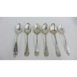 Set of four Swedish silver spoons and two others (6)