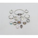 Silver jewellery to include an Iona silver ring, brooches and bangles etc (a lot)