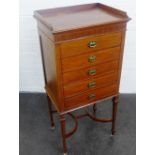 Edwardian mahogany and inlaid sheet music cabinet, 110 x 54cm