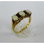 9 carat gold three stone opal dress ring UK ring size L