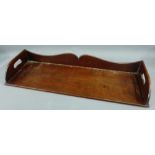 19th century mahogany tray of narrow proportions, 70cm long