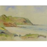 20th Century School 'Shore Landscape' Watercolour, signed indistinctly, in a glazed frame, 37 x 27cm