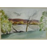 Charles Napier RSW (Scottish 1889 - 1978) 'Woodland Landscape' Watercolour, signed, in a glazed