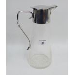 WMF silver plated and glass claret jug, 25cm high