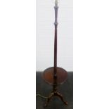 Mahogany standard lamp with table and tripod base, 164cm