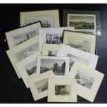 Quantity of unframed coloured etchings and prints to include William Daniel and others, together