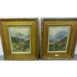 H. Taylor 'Highland Cows' Oil-on-Canvas, signed, in a glazed and giltwood frame, together with