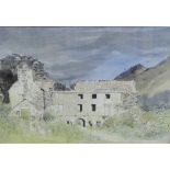 Tom H. Shanks RSW 'Menstrie Castle, before restoration' Ink and Watercolour, signed, with a