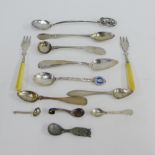 Mixed lot to include various silver and Epns teaspoons and condiment spoons, together with pickle