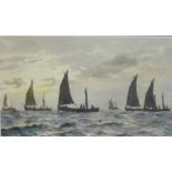 Peter Anson 'Nearing the fishing grounds' Watercolour, in a glazed frame, 30 x 17cm