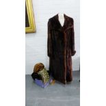 Ladies brown fur coat, fur jacket, shoulder cape, hats etc., (a lot)