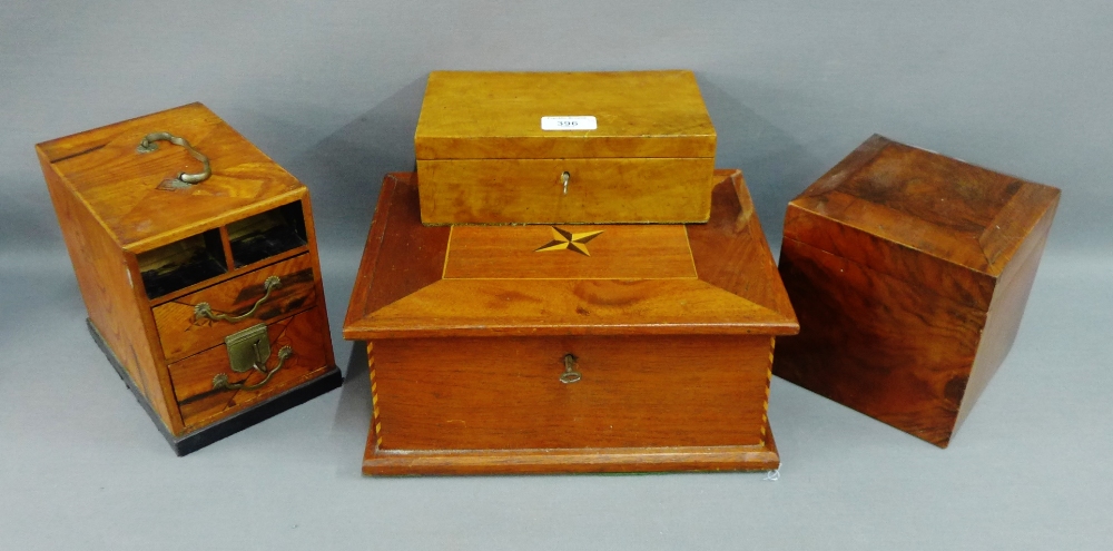 Collection of miscellaneous wooden boxes to include a Japanese jewellery box etc., (4)